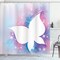 Ambesonne Butterfly Shower Curtain, Abstract Floral White Butterfly Silhouette on a Spring Meadow Print, Cloth Fabric Bathroom Decor Set with Hooks, 69" W x 84" L, White Pink